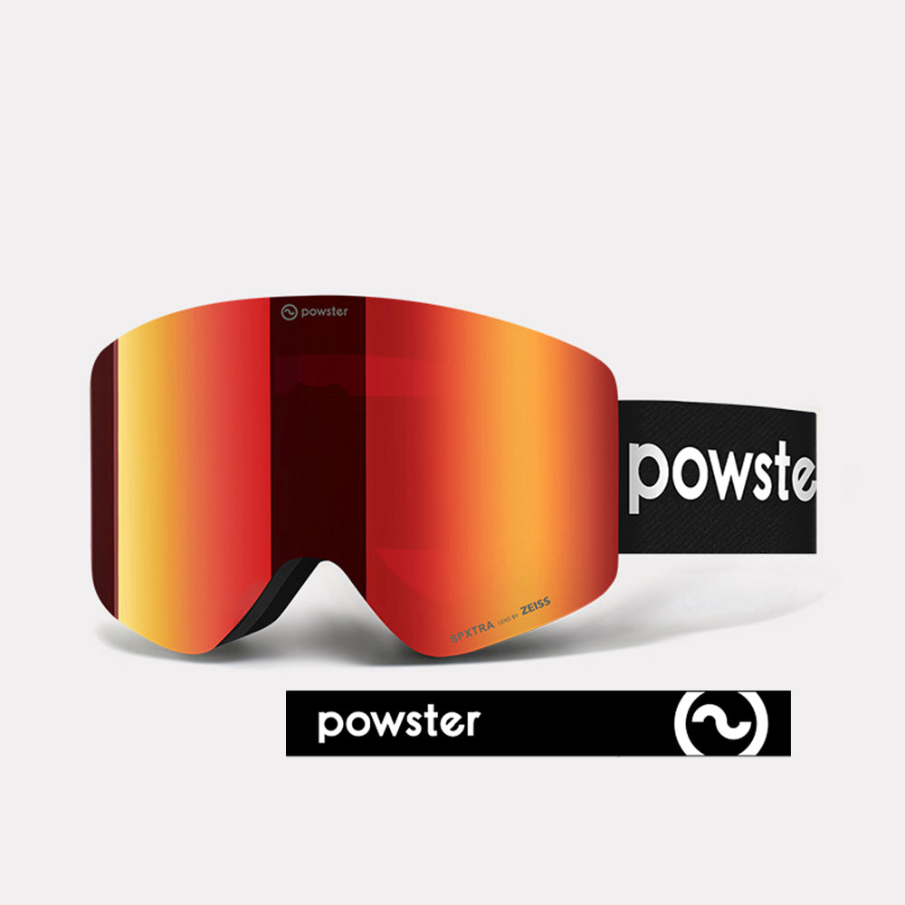 Powster Asteroid ZEISS Lens Ski Goggles Red Lenses With Black White Straps